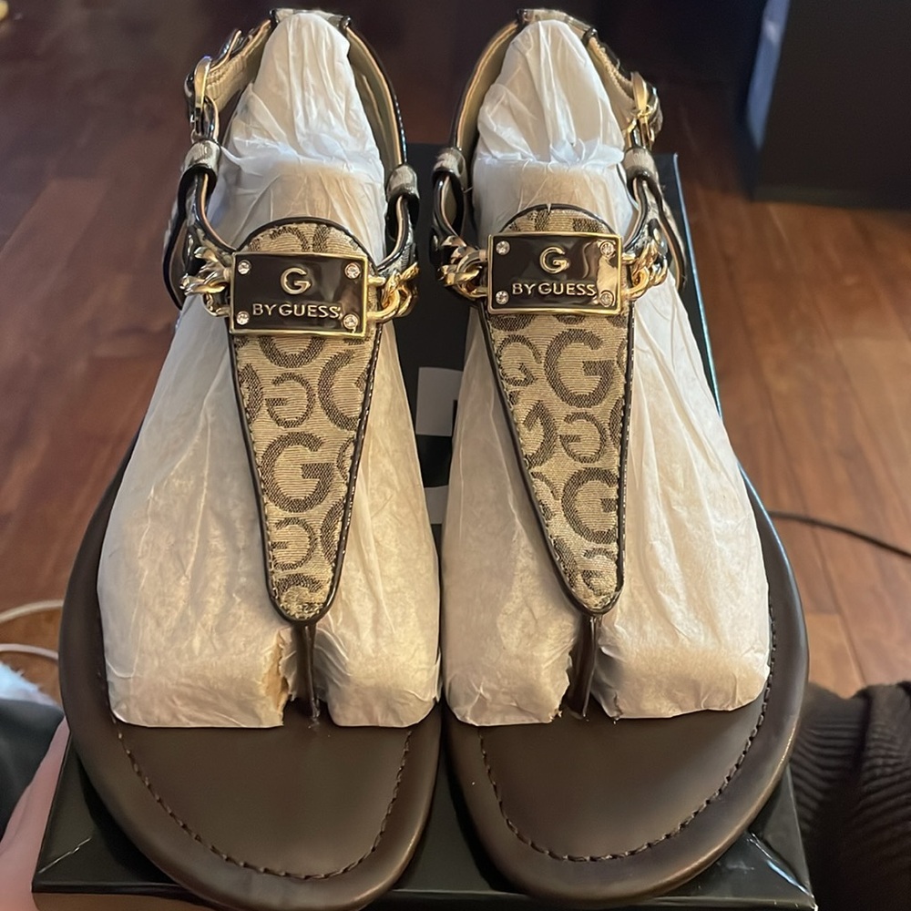 Guess Sandals 8.5, never worn, brand new in box.